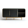 Buffet de rangement 2 portes coulissantes noir et doré 160 x 40 x 85 cm MDF rectangulaire