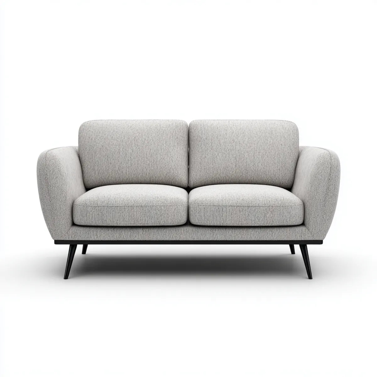 Canapé 2 places gris clair en polyester 150 x 84 x 84 cm avec pieds en acier noir