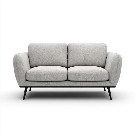 Canapé 2 places gris clair en polyester 150 x 84 x 84 cm avec pieds en acier noir