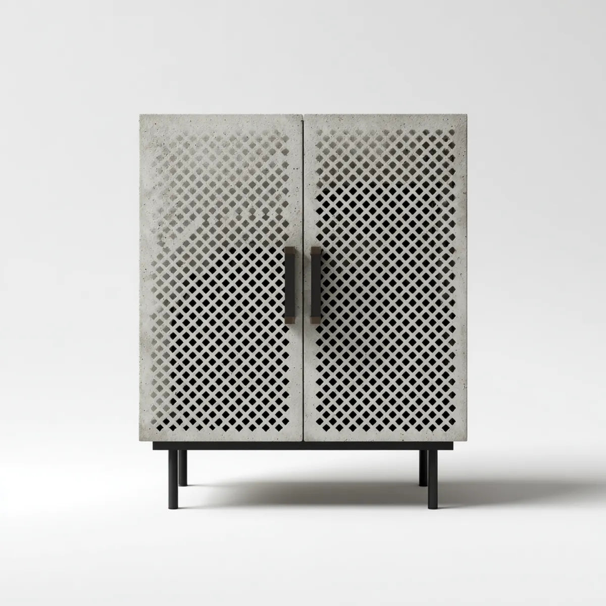 Armoire de rangement 2 portes gris béton en MDF et acier 90 x 40 x 140 cm rectangulaire