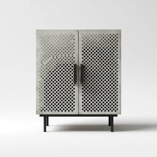 Armoire de rangement 2 portes gris béton en MDF et acier 90 x 40 x 140 cm rectangulaire