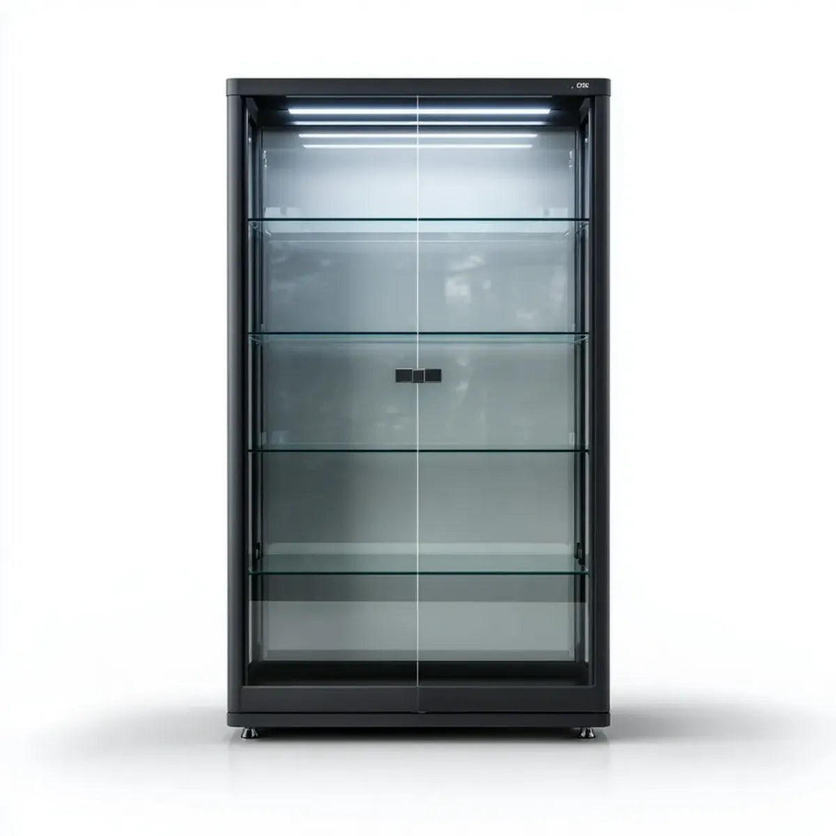 Vitrine de salon à 2 portes Noir 80 x 40 x 180 cm Aluminium Verre trempé rectangulaire